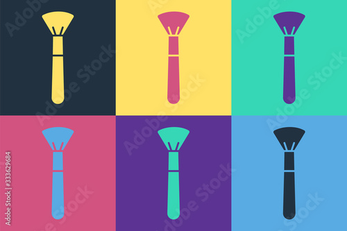 Pop art Makeup brush icon isolated on color background. Vector Illustration