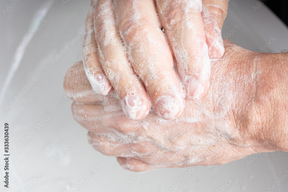 A man washing his hands