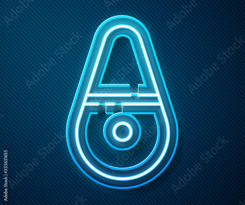 Glowing neon line Dildo vibrator for sex games icon isolated on blue background. Sex toy for adult. Vaginal exercise machines for intimate. Vector Illustration