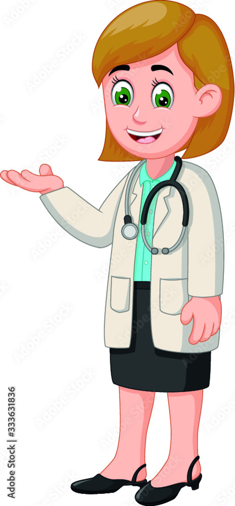 Beautiful Doctor in White Suit With Stethoscope Cartoon Beautiful Doctor in White Suit With Stethoscope Cartoon