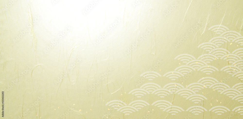 波紋のパーターンと金色の和紙の背景素材