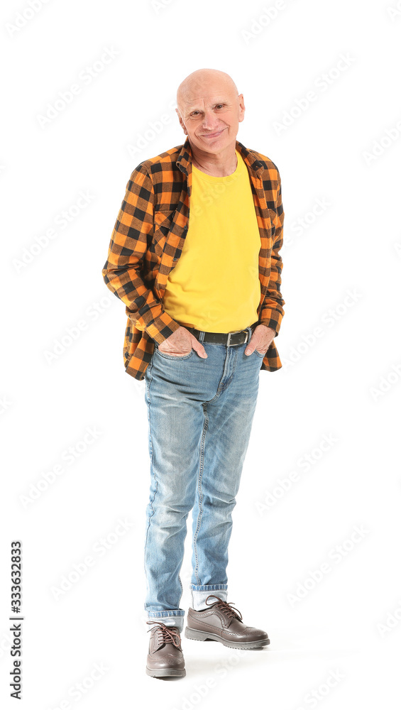 Portrait of elderly man on white background Portrait of elderly man on white background