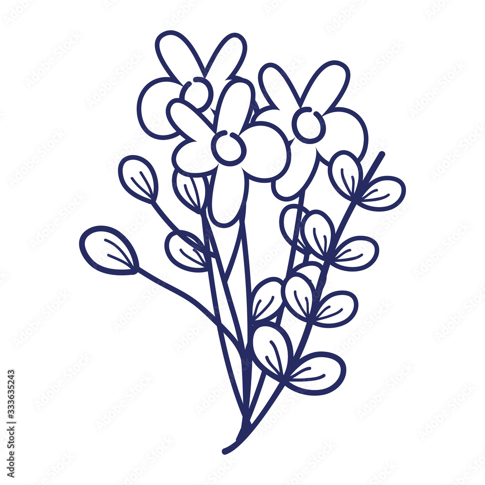 flowers branches leaves decoration cartoon isolated icon design line style flowers branches leaves decoration cartoon isolated icon design line style