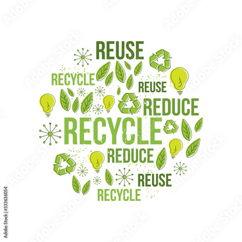 Reuse, reduce, recycle poster design. Vector, EPS10. Ecology concept.