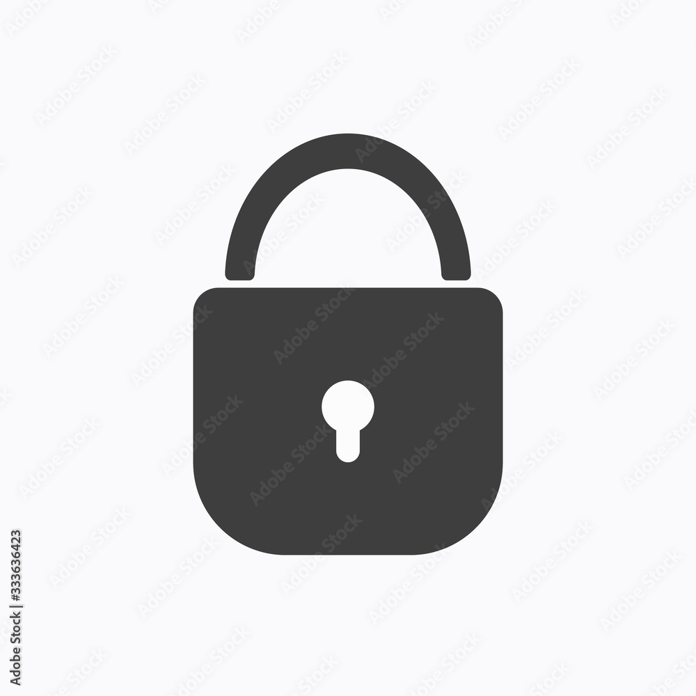Lock icon symbol with keyhole. Simple flat shape sign. Vector illustration image. Isolated on white background. Lock icon symbol with keyhole. Simple flat shape sign. Vector illustration image. Isolated on white background.