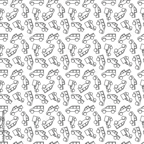 Fototapeta Naklejka Na Ścianę i Meble -  vector seamless pattern of vehicle transportation in white background. can be used for printing, textile, fabric.