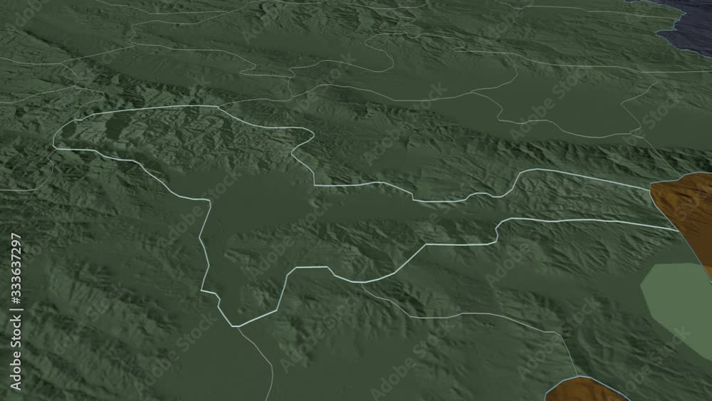Valandovo, municipality with its capital, zoomed and extruded on the administrative map of Macedonia in the conformal Stereographic projection. Animation 3D Valandovo, municipality with its capital, zoomed and extruded on the administrative map of Macedonia in the conformal Stereographic projection. Animation 3D