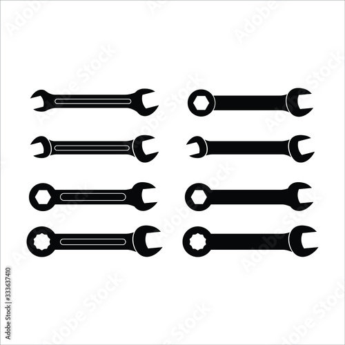 Wrench key icons set. Simple set of wrench key vector icons for web design on white background