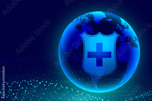 medical shield protecting earth from global crisis