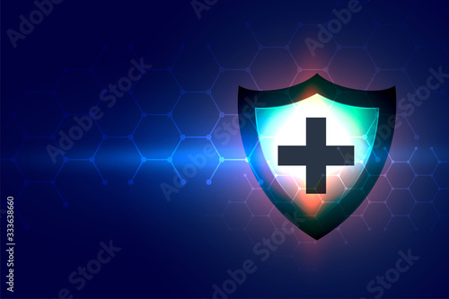 healthcare background with medical shield protection sign