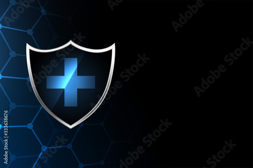 medical healthcare shield sign with text space