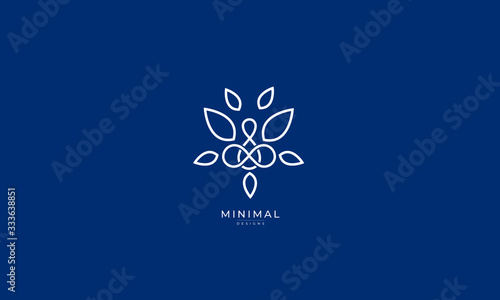 A line art icon logo of a yoga person with leaves 