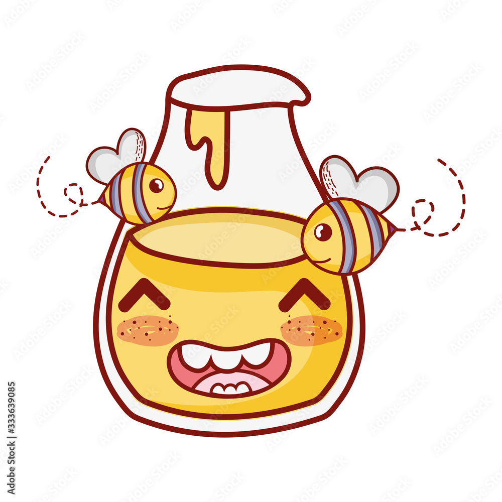 bees and honey bottle breakfast food cute kawaii isolated icon bees and honey bottle breakfast food cute kawaii isolated icon