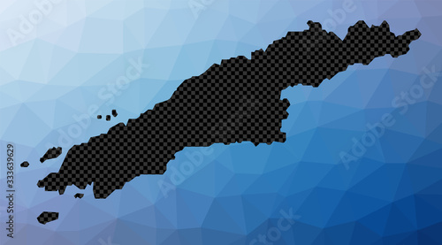 Hydra geometric map. Stencil shape of Hydra in low poly style. Elegant island vector illustration.