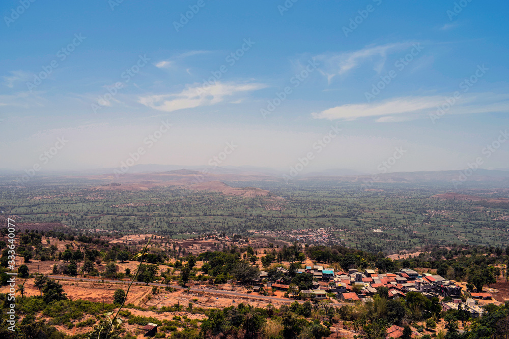 Top view of panhala village under clear blue sky Top view of panhala village under clear blue sky