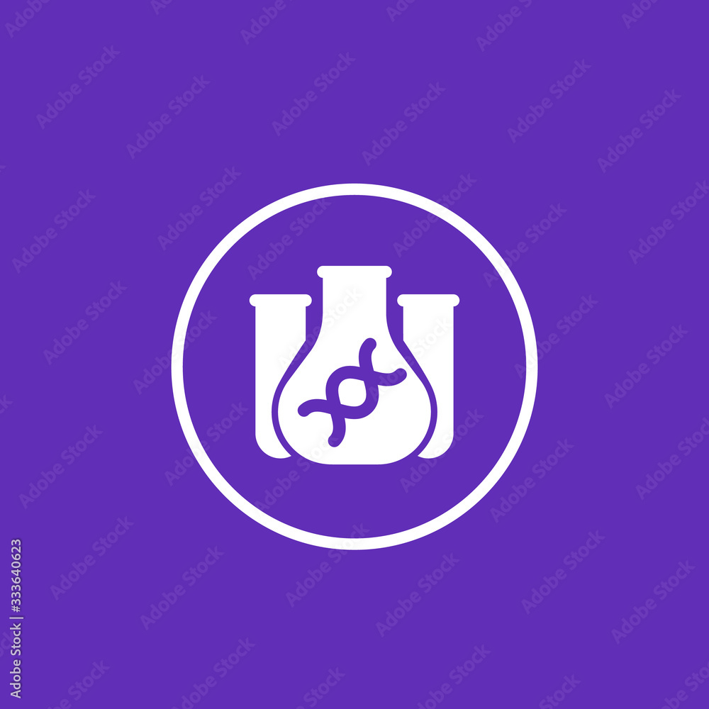 biotechnology icon with lab tubes and dna biotechnology icon with lab tubes and dna