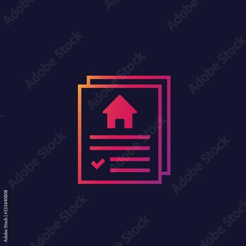 house insurance contract icon, vector