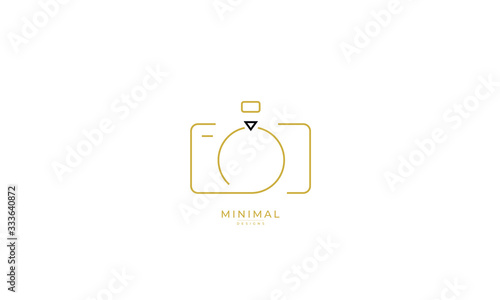 A line art icon logo of a CAMERA with a RING