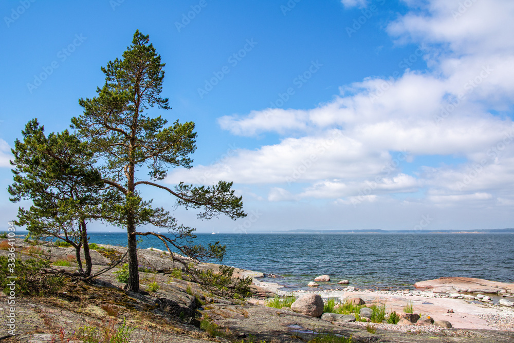 View of the rocky shore of Gasgrund (Gåsgrund) island and Gulf of Finland, Suvisaaristo area, Espoo, Finland View of the rocky shore of Gasgrund (Gåsgrund) island and Gulf of Finland, Suvisaaristo area, Espoo, Finland