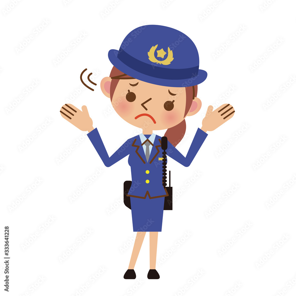 困った表情の女性警察官