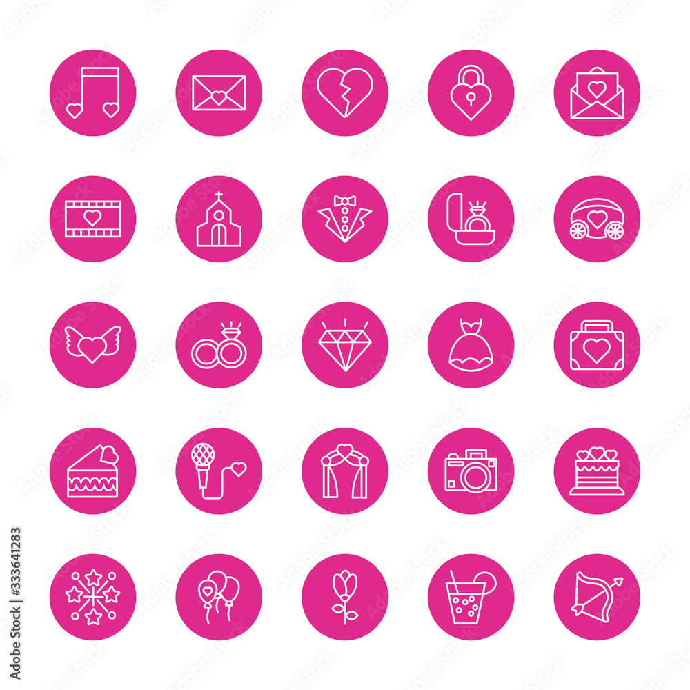 bundle of valentines day block and line style set icons bundle of valentines day block and line style set icons