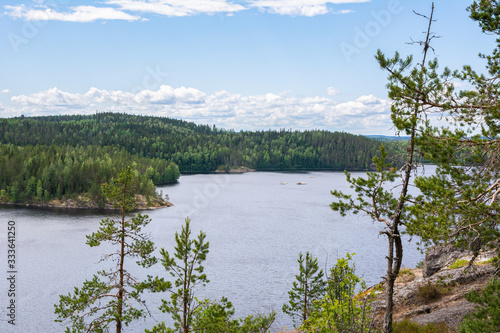 Fototapeta Naklejka Na Ścianę i Meble -  View to the lake from Pisamalahti Hill Fort, Sulkava, Finland