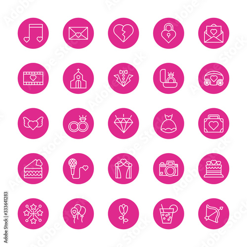 bundle of valentines day block and line style set icons