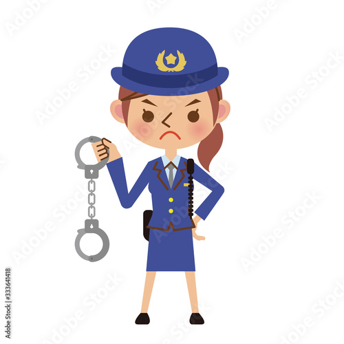 手錠を持った女性警察官