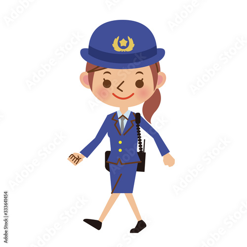 歩く女性警察官