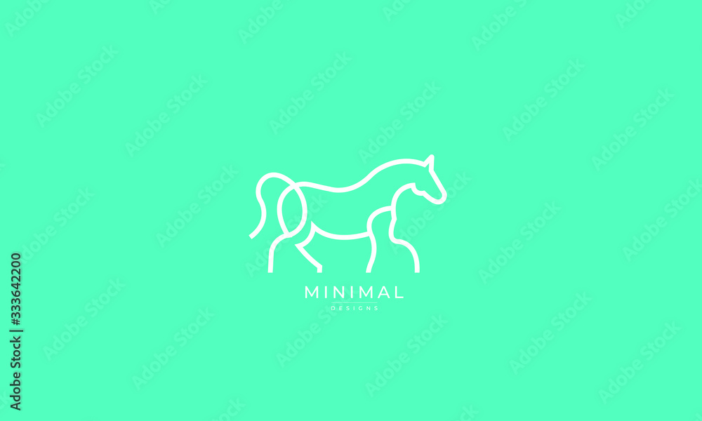 A line art icon logo of a horse 