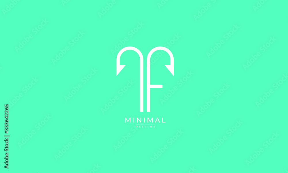 Alphabet letter icon logo TF with fish hook Alphabet letter icon logo TF with fish hook
