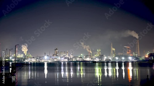 北九州工業地帯の夜景４Ｋタイムラプス