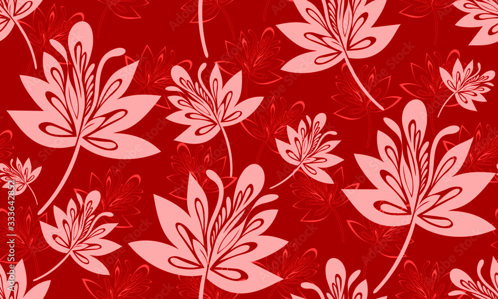 seamless pattern bellflower on red background for wallpaper,printing,textile.