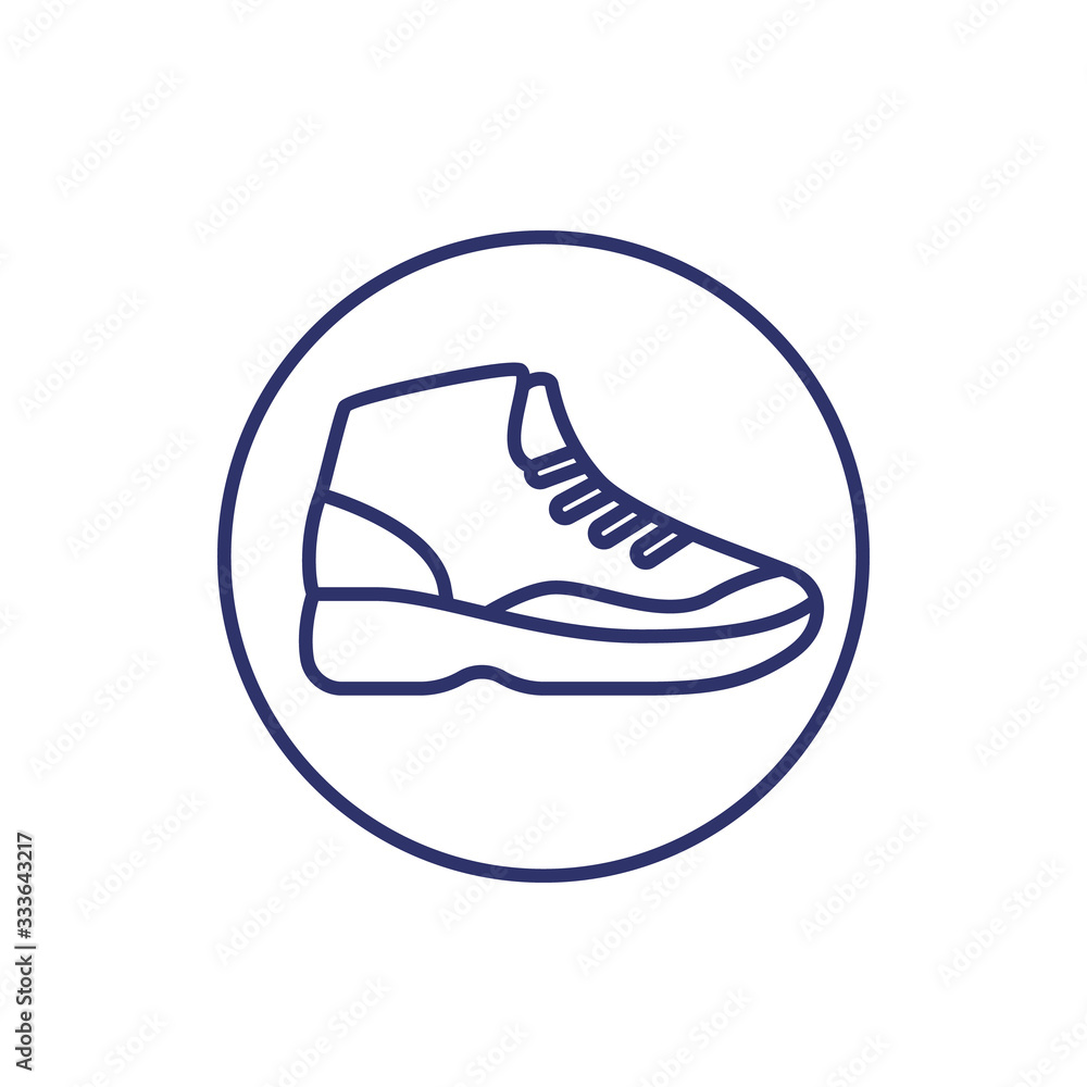 basketball shoe icon, high top sneakers line vector basketball shoe icon, high top sneakers line vector