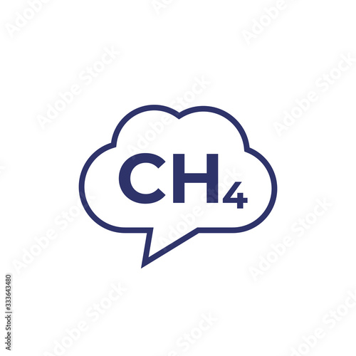methane emissions, CH4 gas icon on white