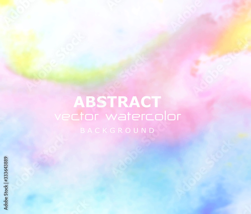 Soft pastel colorful aquarelle on white background, abstract watercolor gradient ink stain splatters