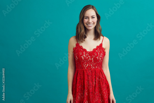 Portrait of beautiful woman in a sensuel red dress  © Martin Villadsen