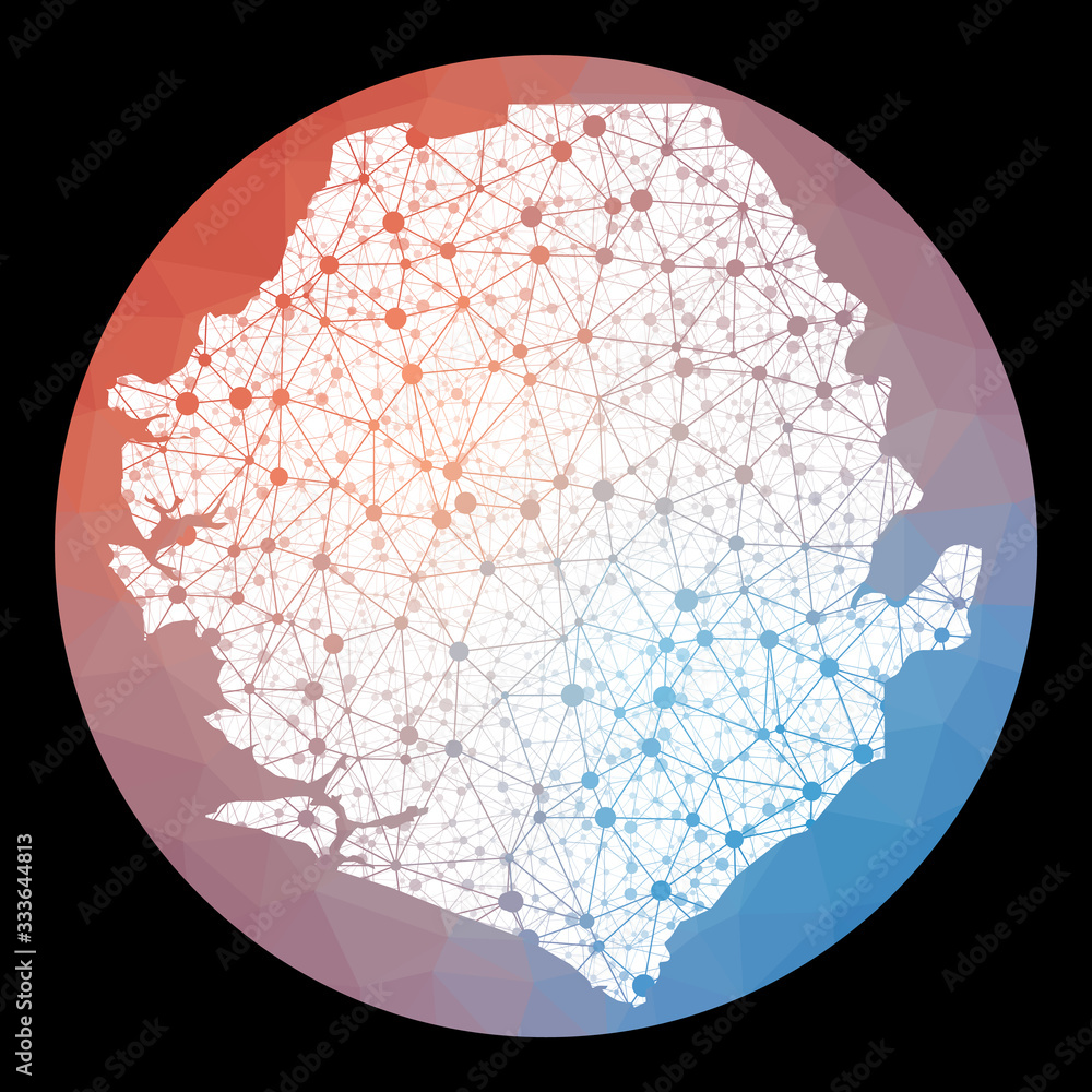 Vector network Sierra Leone map. Map of the country with low poly ...