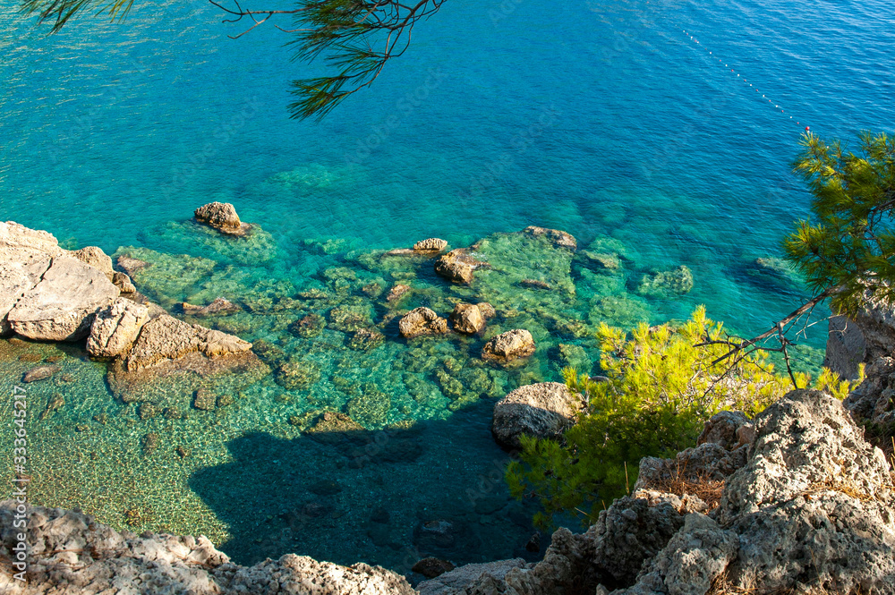 Fototapeta premium Coastal rocky view and Mediterranean Sea, Kiris, Turkey