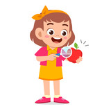 happy cute little kid girl holding magnifying glass
