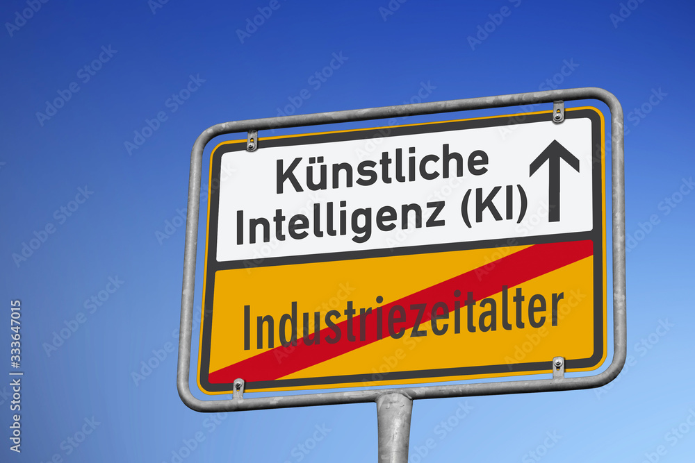 Wegweiser, Künstliche Intelligenz (KI), Ende der Industriezeitalter Wegweiser, Künstliche Intelligenz (KI), Ende der Industriezeitalter