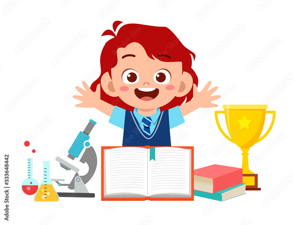 happy cute little kid girl with school equipment happy cute little kid girl with school equipment