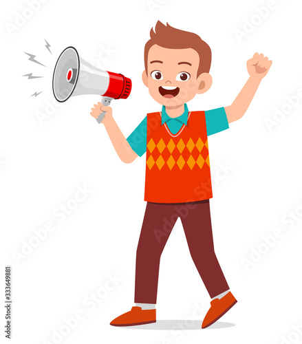 happy good looking man holding a megaphone