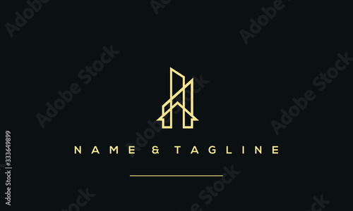 A line art icon logo of a house/home/building/real estate 