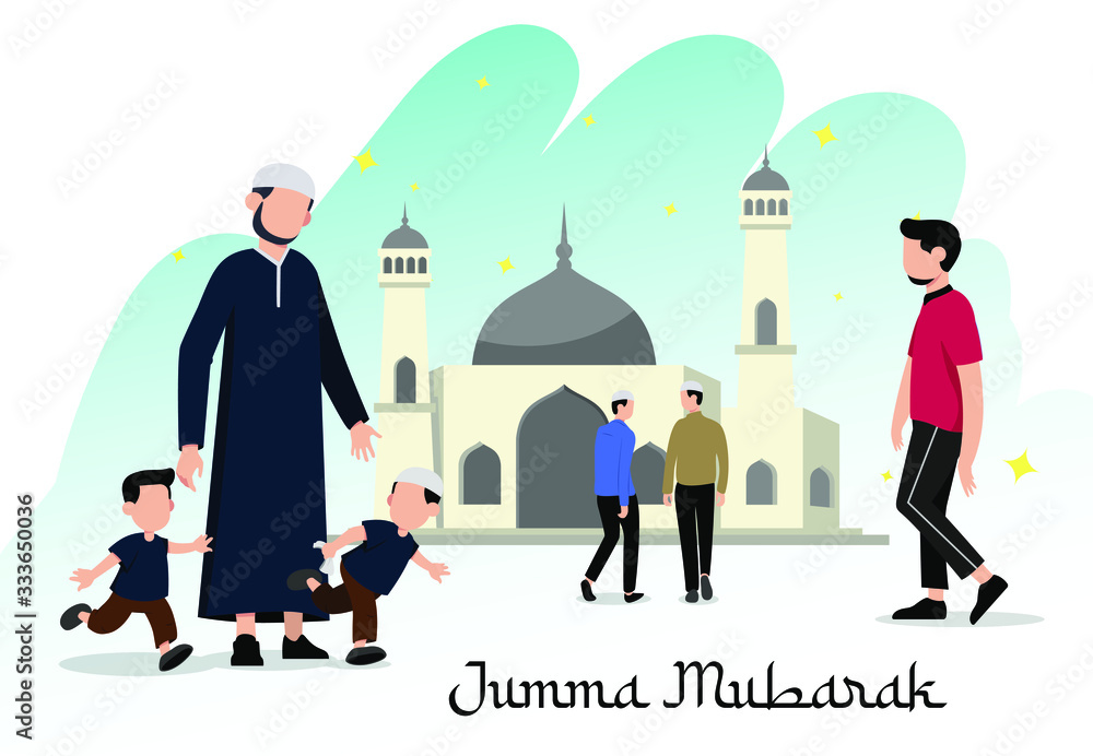 Fototapeta premium Jumma Mubarak Vector Modern Illustration For Islamic Design