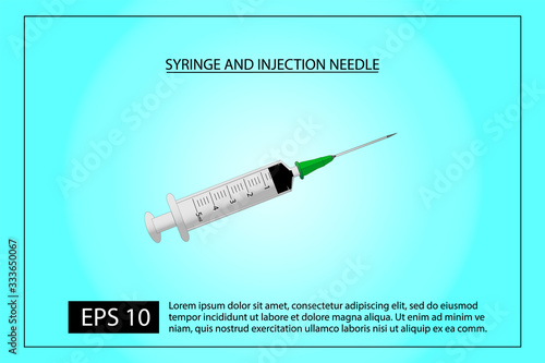 Syringe and injection needle vector