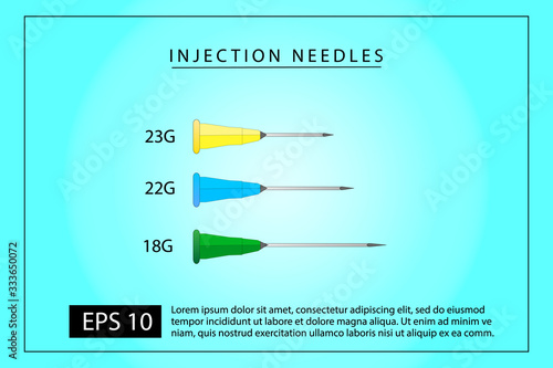 Various size injection needle vector