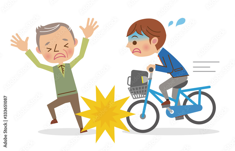 自転車で老人にぶつかる男子学生 Stock ベクター Adobe Stock