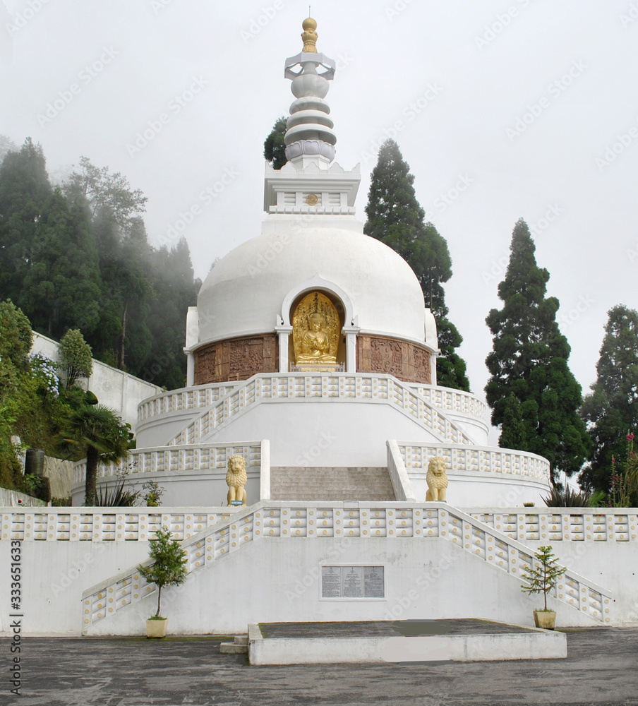 Darjeeling Peace Pagoda also known as Japanese Temple situated on the outskirt of the town. It was built by Nichidatsu Fujii a Buddhist monk in 1972 for the people of all races and creeds to help unit Darjeeling Peace Pagoda also known as Japanese Temple situated on the outskirt of the town. It was built by Nichidatsu Fujii a Buddhist monk in 1972 for the people of all races and creeds to help unit