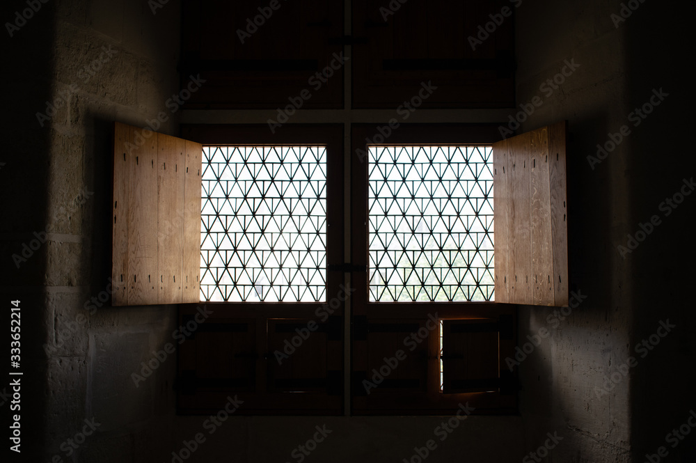 An inside view of a castle window An inside view of a castle window
